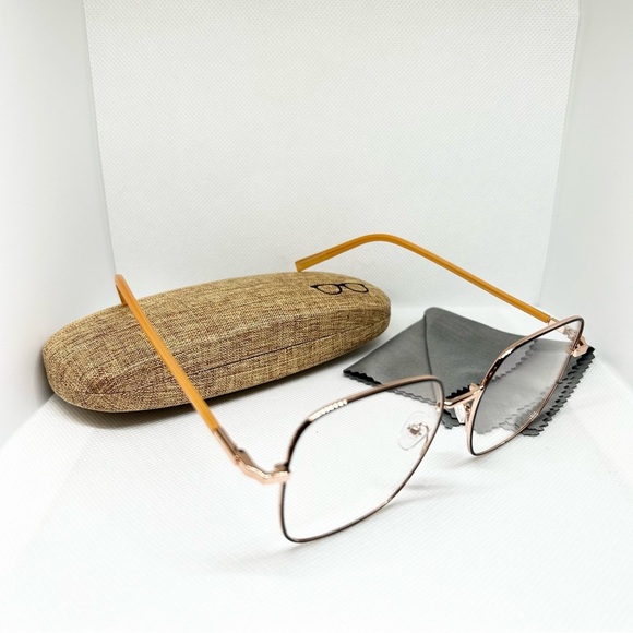 Rose Gold and Peach Frame Blue Light Blocking Optical Glasses with Hard Case - Picture 4 of 4